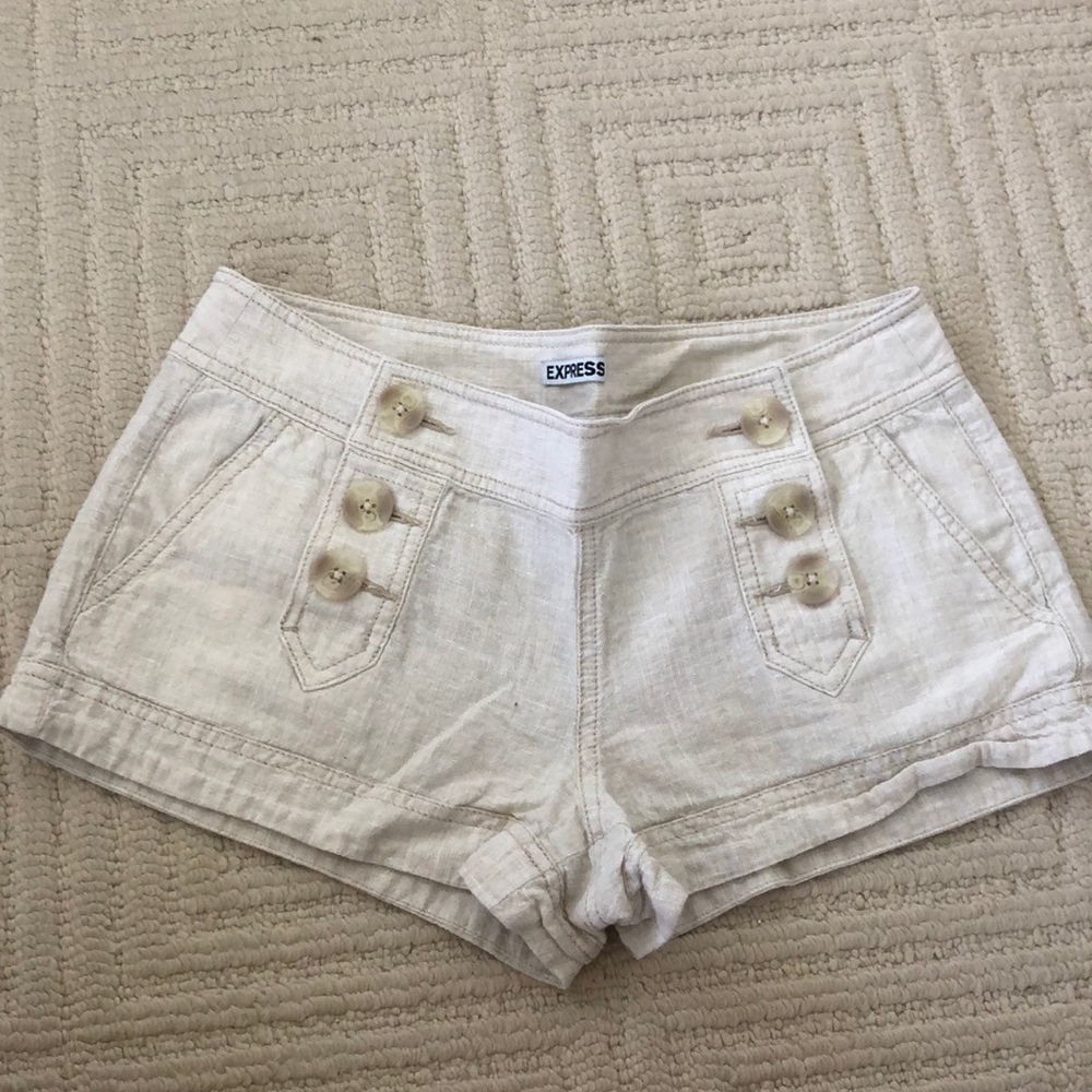 Express tan linen shorts